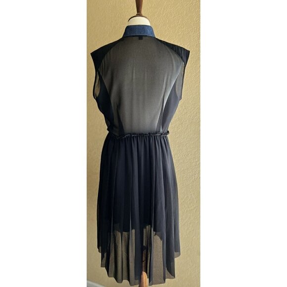 DIESEL Women's Black Chiffon Collared D-casey-b Pleated Shirt Dress DL12 $248 - Picture 9 of 11